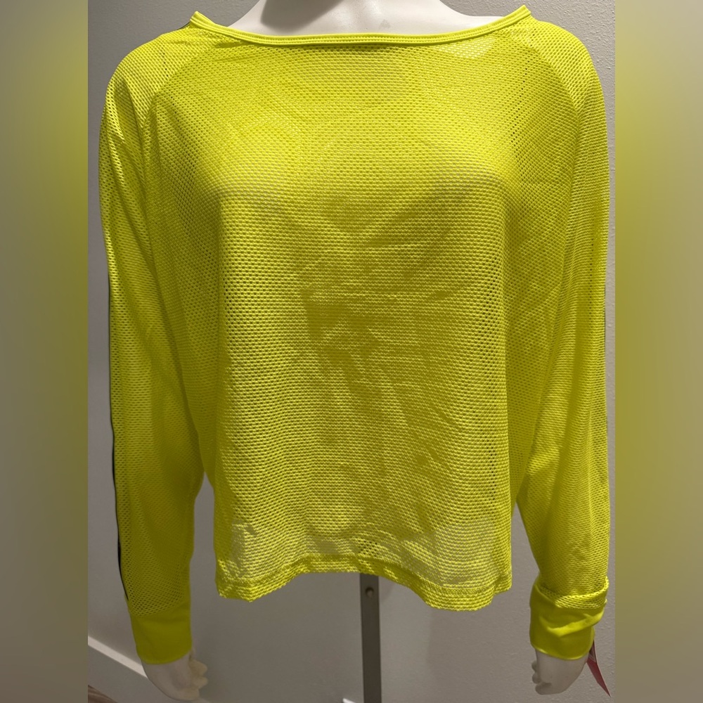 Zumba Fitness Neon Yellow Long Sleeve Mesh Top
